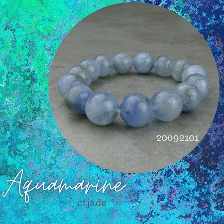 20092107 Trang Sức Phong Thủy Hộ Mệnh Bình An CTjade - Vòng Chuỗi Hạt Đá Aquamarine Thiên Nhiên